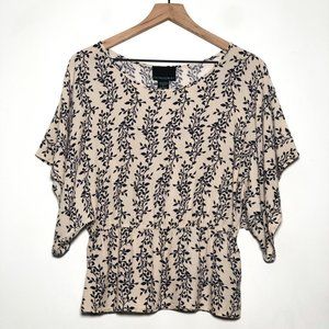 Cynthia Rowley Taupe Floral Kimono Peplum Top